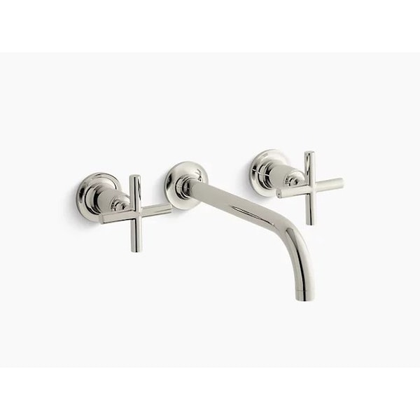 Kohler Purist(R) Wall-Mount Bathroom Sink Faucet Trim With Cross Handles And 9" 90-Degree Angle Spout, Requires Valve T14414-3-SN - main